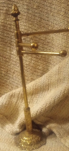 Brass tabletop valet stand for ties or scarves