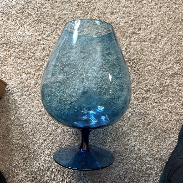 Blue glass brandy snifter by Empoli