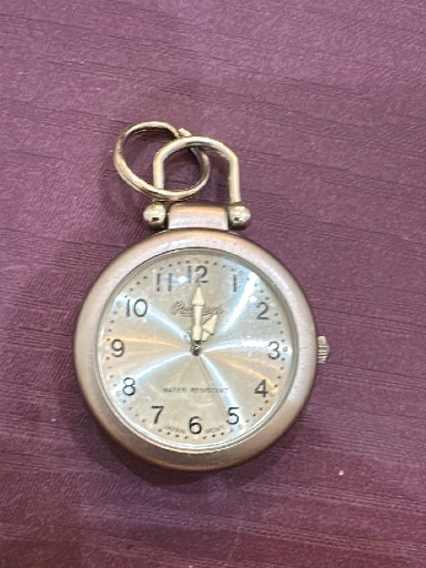 Quartz pocket watch with carabiner clip