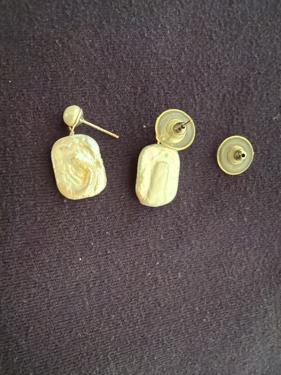 14K gold stud earrings with baroque freshwater pearls