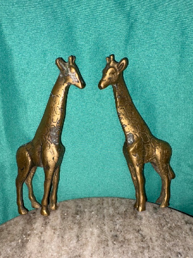 Pair of brass giraffe figurines