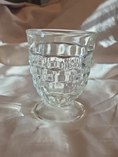 Set of 12 Pressed glass footed tumblers in 'Whitehall' pattern by Colony Glass