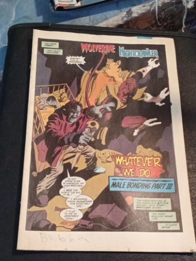 Framed comic book page from 'Marvel Comics Presents' #103 featuring Wolverine and Ghost Rider