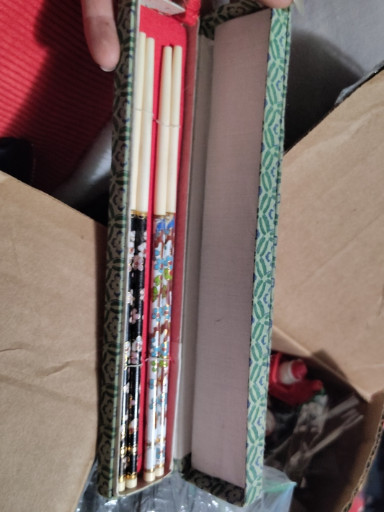 Vintage Chinese cloisonné enamel chopsticks with decorative storage box, set of two pairs