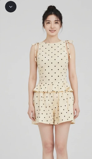 Contemporary polka dot sleeveless top and shorts set