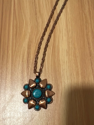 Copper and simulated turquoise pendant necklace by Bell Trading Post