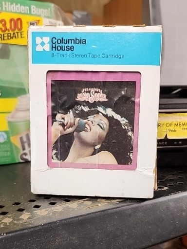 8-Track Stereo Tape Cartridge of 'Live and More' by Donna Summer, released by Columbia House