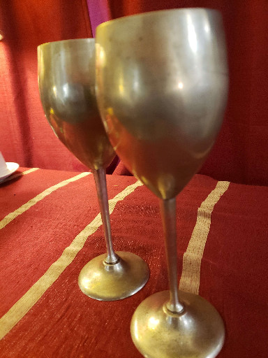 Pair of electroplated nickel silver (EPNS) wine goblets