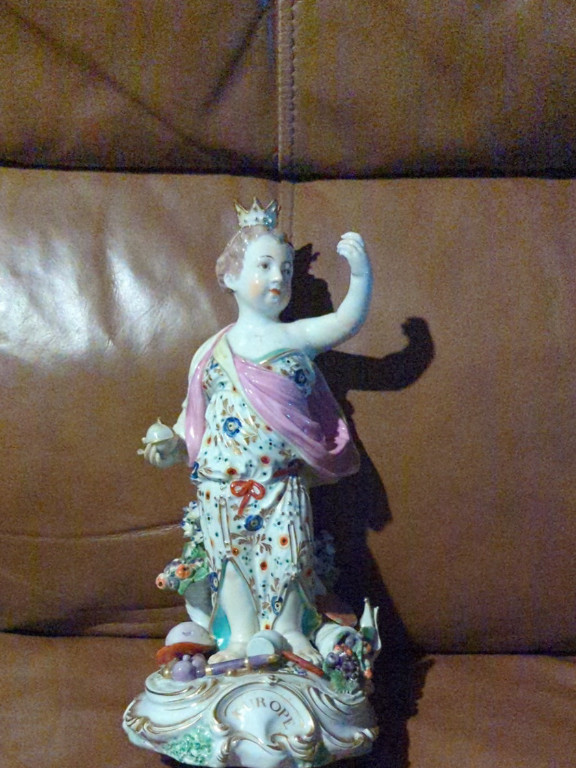 Porcelain figurine titled 'Europe' by Derby Porcelain Factory