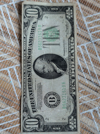 1969 Series $10 Federal Reserve Note with misaligned overprint error