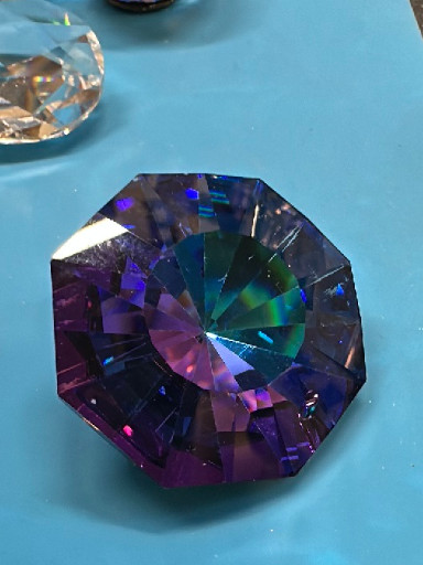 Crystal glass octagonal faceted pendant with Vitrail Medium coating by Swarovski