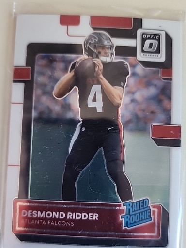2022 Panini Donruss Optic Rated Rookie football card #202 featuring Desmond Ridder of the Atlanta Falcons