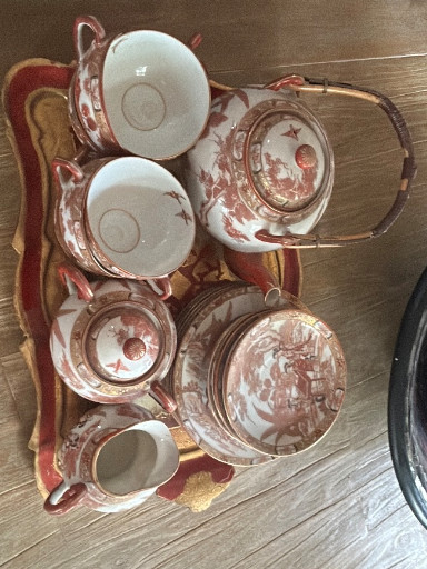 Service à thé japonais en porcelaine Kutani avec lithophanes