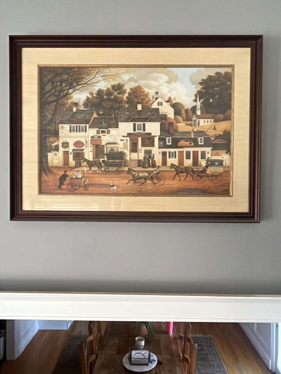 Framed offset lithograph print titled 'Hound of the Baskervilles' by Charles Wysocki