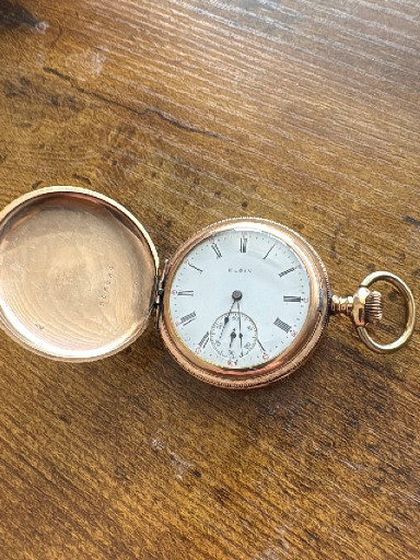 14K gold hunter-case pocket watch, circa 1890s