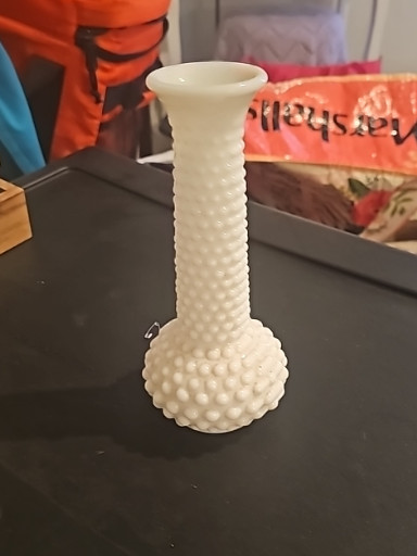 Milk glass hobnail vase