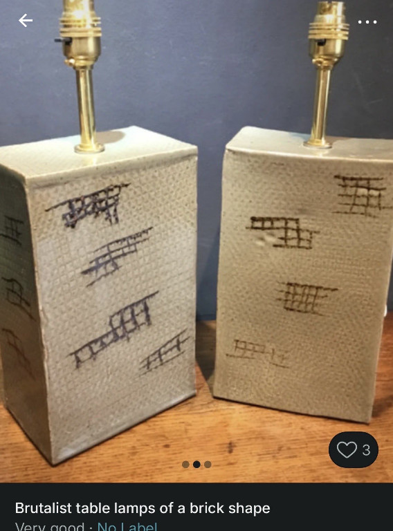 Ceramic table lamps with abstract linear designs