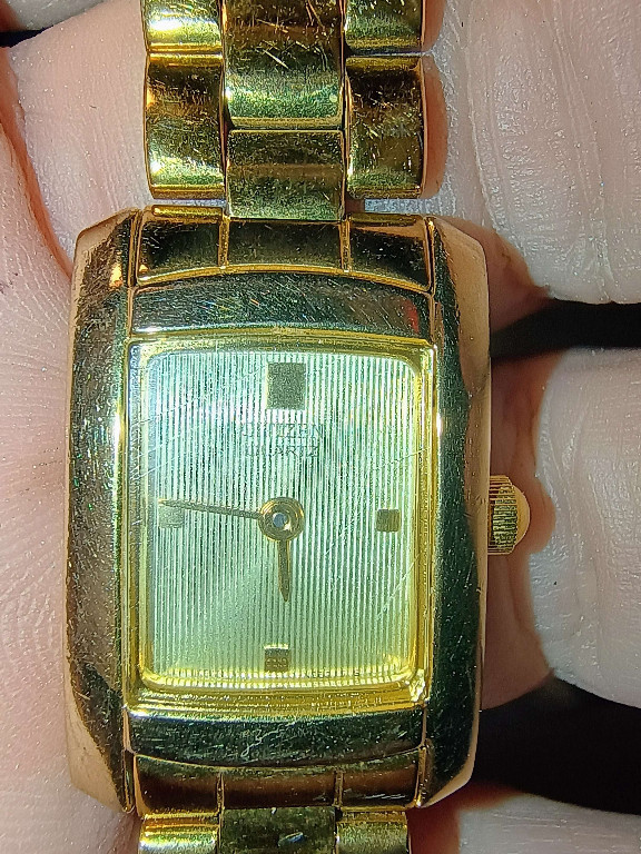Gold-tone rectangular Citizen quartz wristwatch