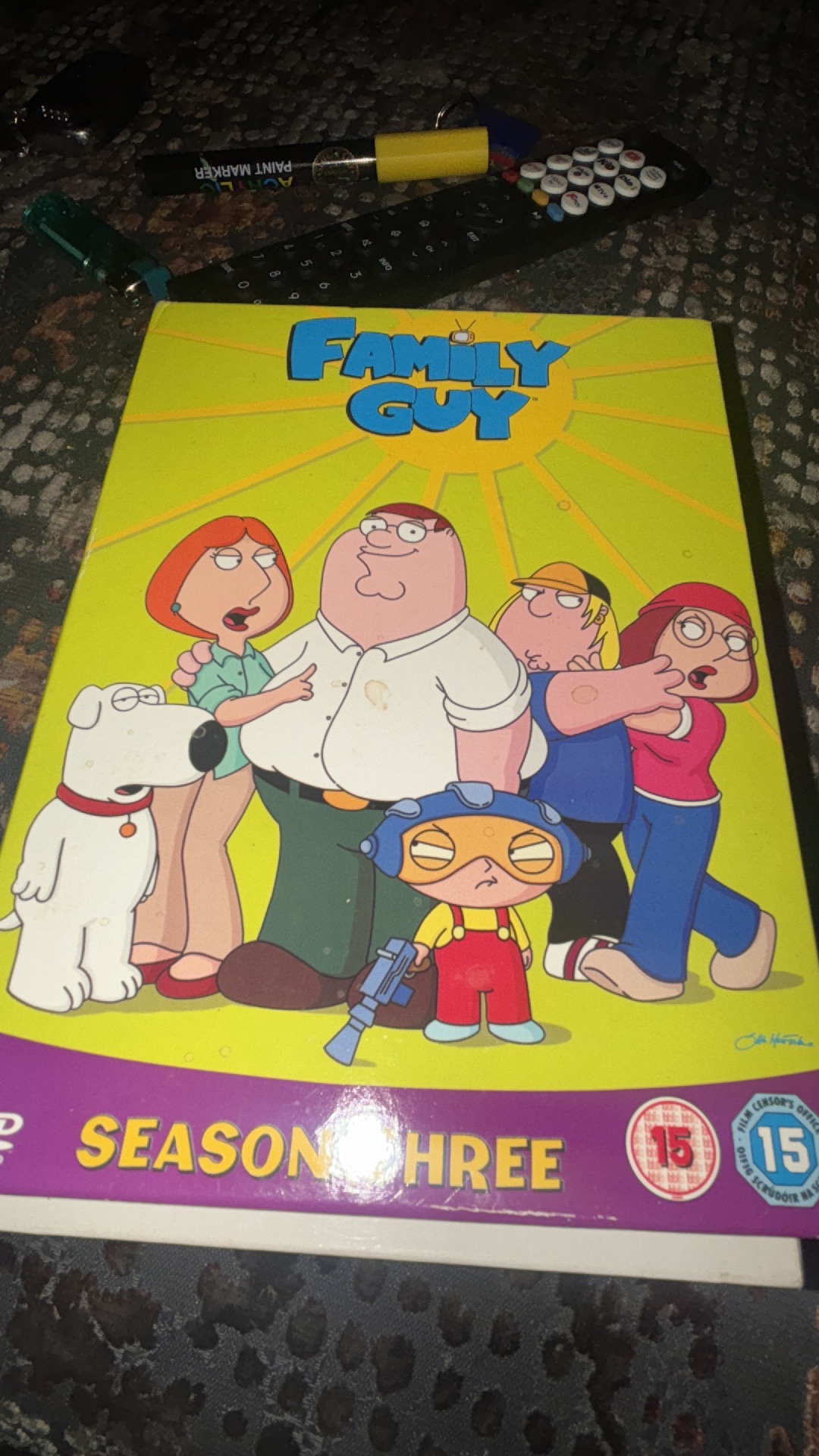 DVD boxset titled 'Family Guy Season Three'