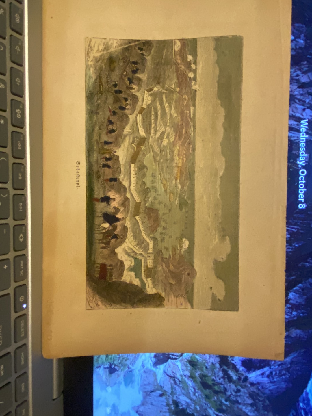 Watercolor landscape painting of a coastal village