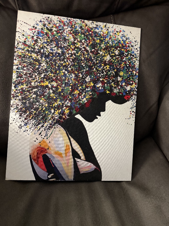 Canvas print titled 'Colorful Afro Woman' in contemporary pop art style