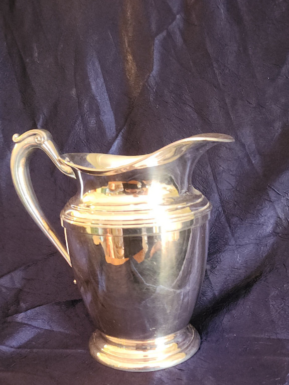 Large silverplate water pitcher by CRESCENT SILVER MFG CO. S.P.N.S.