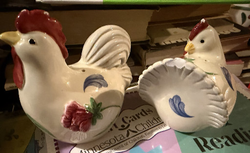 Ceramic salt and pepper shakers from the 'Poppies on Blue' pattern by Lenox