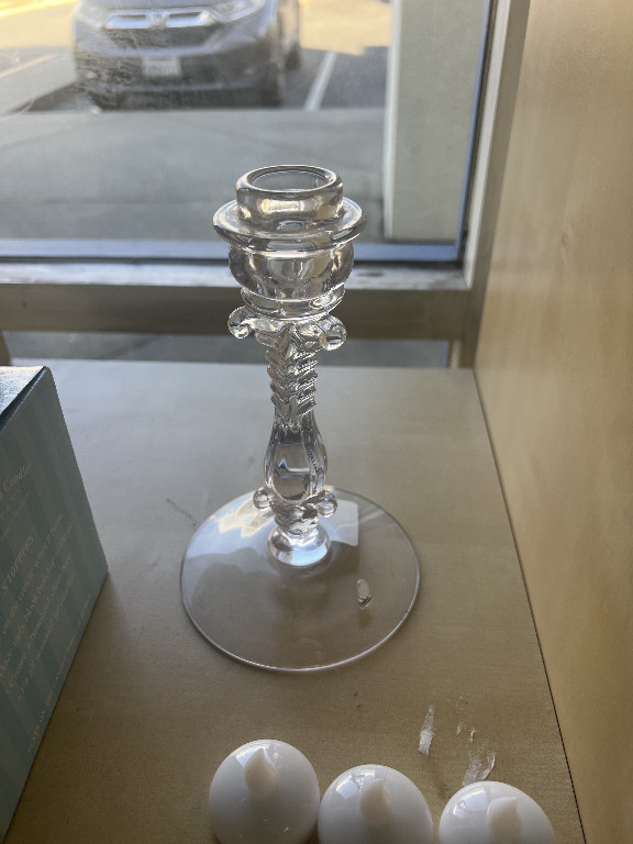 Clear crystal candlestick, Cambridge Glass Company pattern 3121