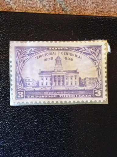 United States postage stamp titled 'Iowa Territorial Centennial' issued in 1938
