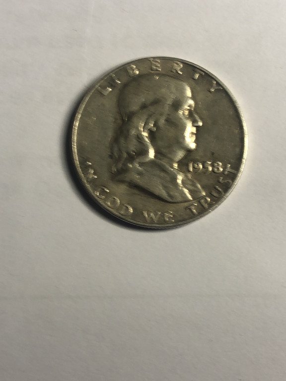 1958 Franklin Half Dollar silver coin by United States Mint