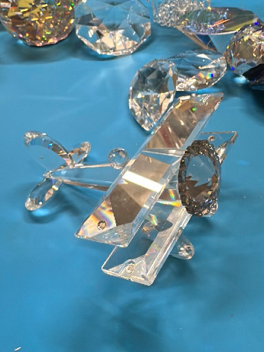 Crystal glass biplane figurine by Swarovski