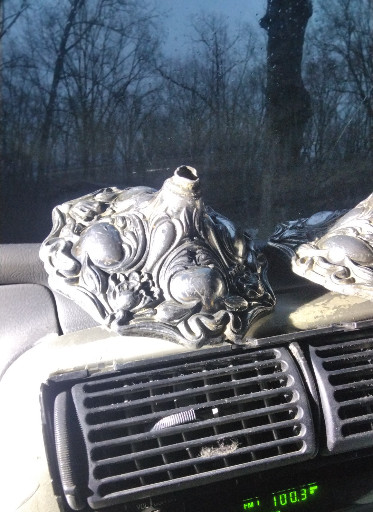 Silver-plated metal jardinière with ornate Art Nouveau floral and scroll decoration