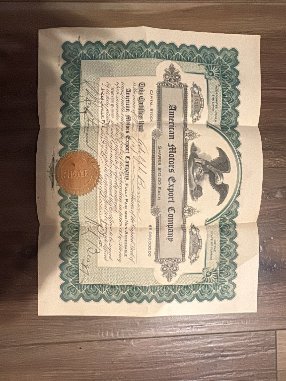 American Rhodos Cement Company stock certificate