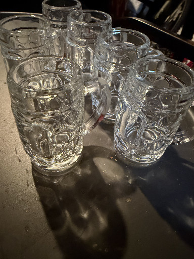 Set of clear glass dimpled shot glasses