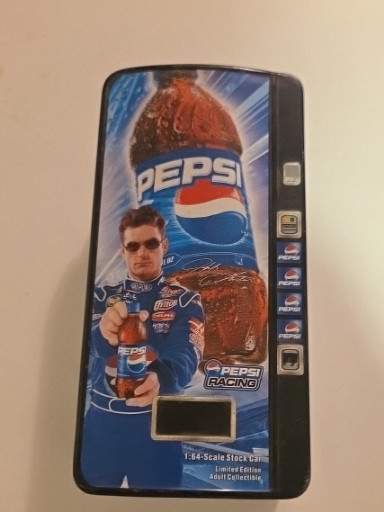 Pepsi vending machine tin box featuring NASCAR driver Jeff Gordon #24 racing car