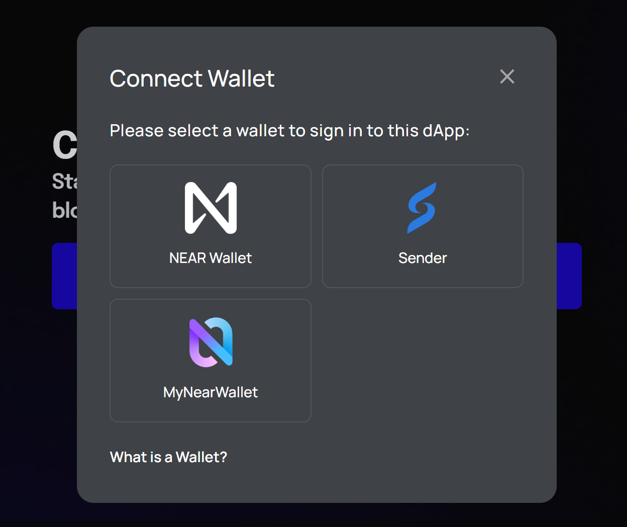 Paras ID connect wallet screen.