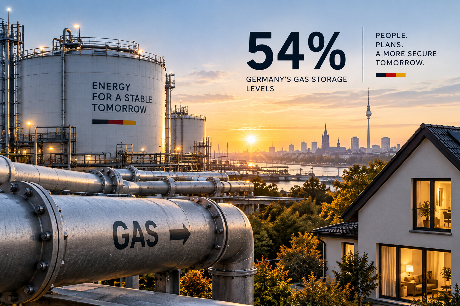 Instalación de almacenamiento y distribución de gas en Alemania antes del invierno de 2026.