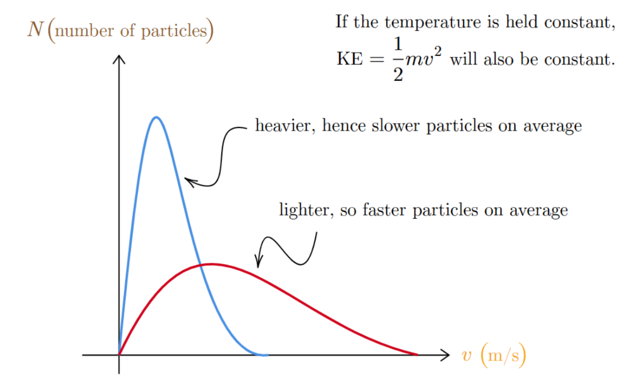 Figure 3.5.2: A graph showing the relationship between kinetic energy and temperature. Image created by Raymond Zhang.