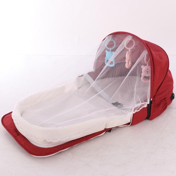 Berceau de Voyage Pliable pour Bébé Rouge avec Moustiquaire – Lit Portable (0–12 mois)