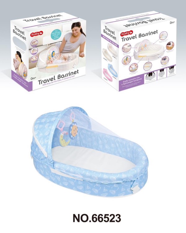 Berceau de Voyage Pliable pour Bébé Bleu avec Moustiquaire – Lit Portable (0–12 mois)