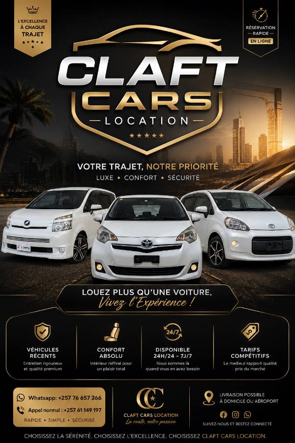 Location des Véhicules( Ractis, Voxy, Premio, Allion, Spade, Porte.....)