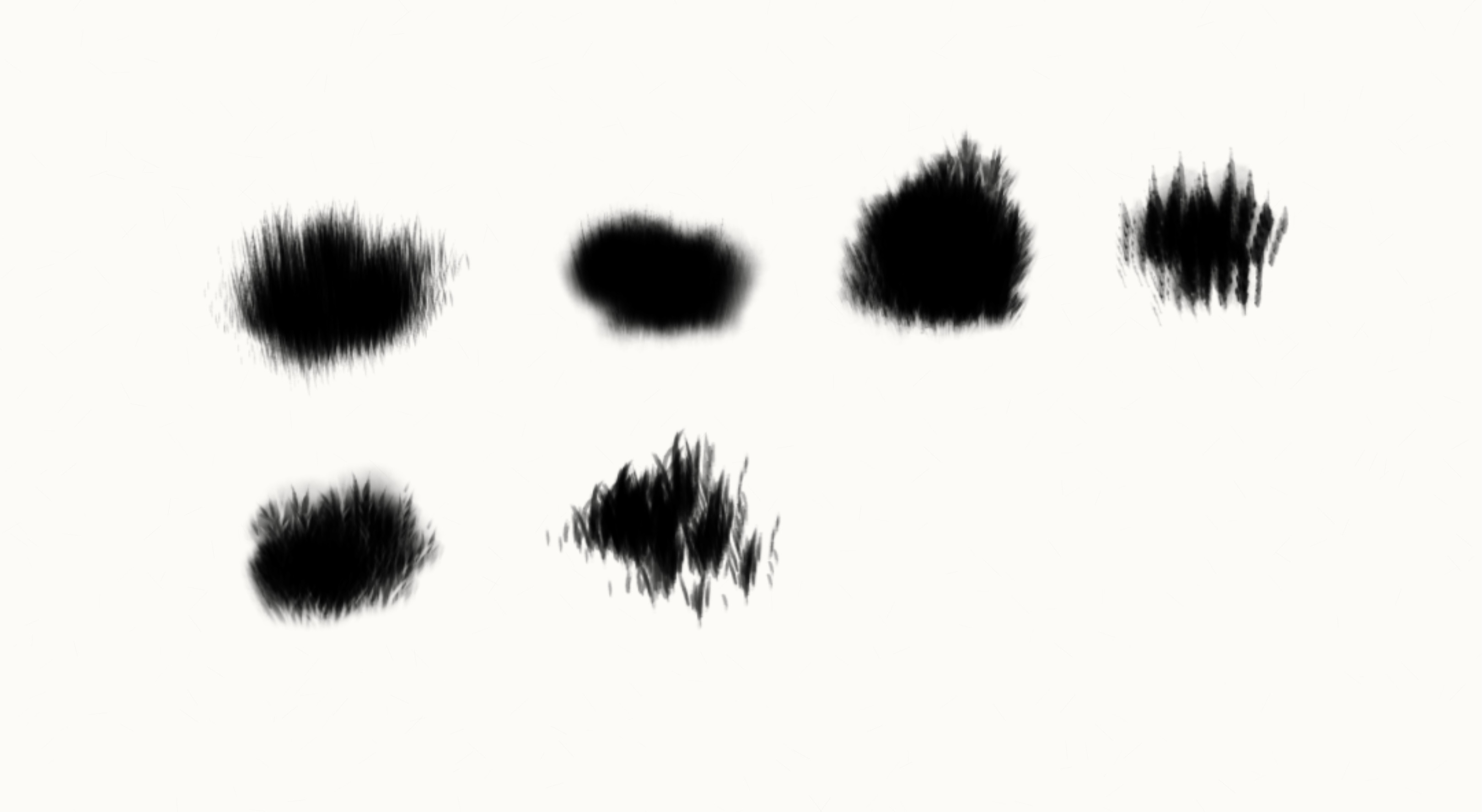 Three strokes made with brushes from the Fluffy Fur pack