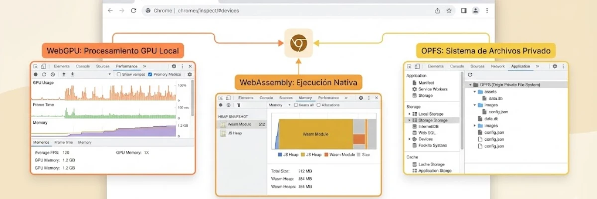Diagrama de los tres pilares del navegador moderno