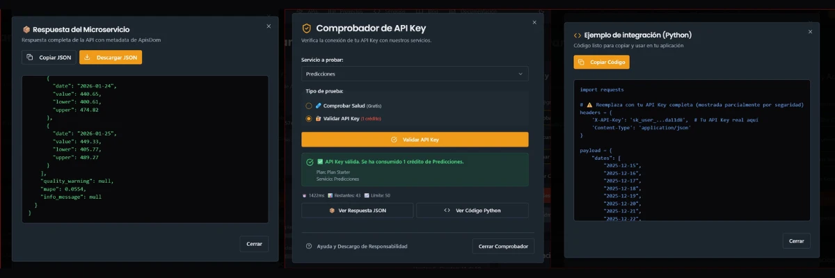 Comprobador de API de Predicciones en ApisDom