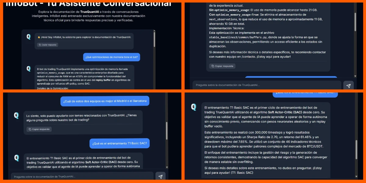 InfoBot rechaza consultas fuera de dominio — guardrail en producción