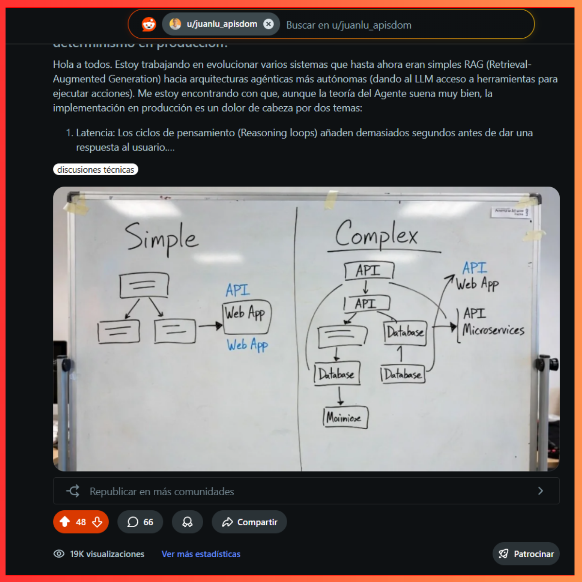 Captura del Debate Técnico en Reddit