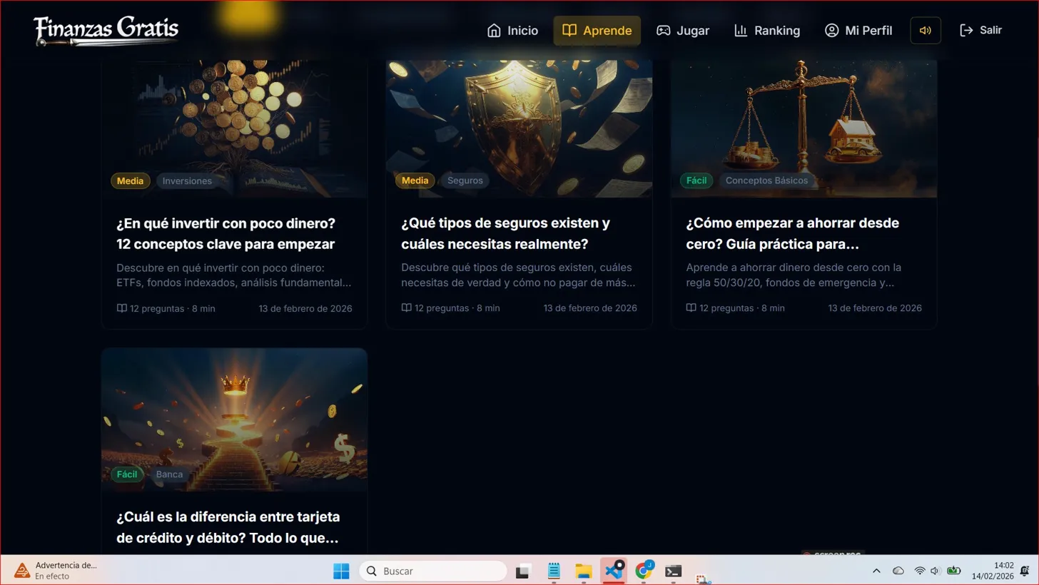 Imagen 2 del proyecto Finanzas Gratis - Gamificación Financiera con IA