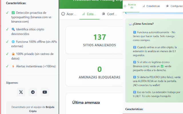 Imagen 8 del proyecto Brújula Security - Extensión Anti-Phishing Cripto