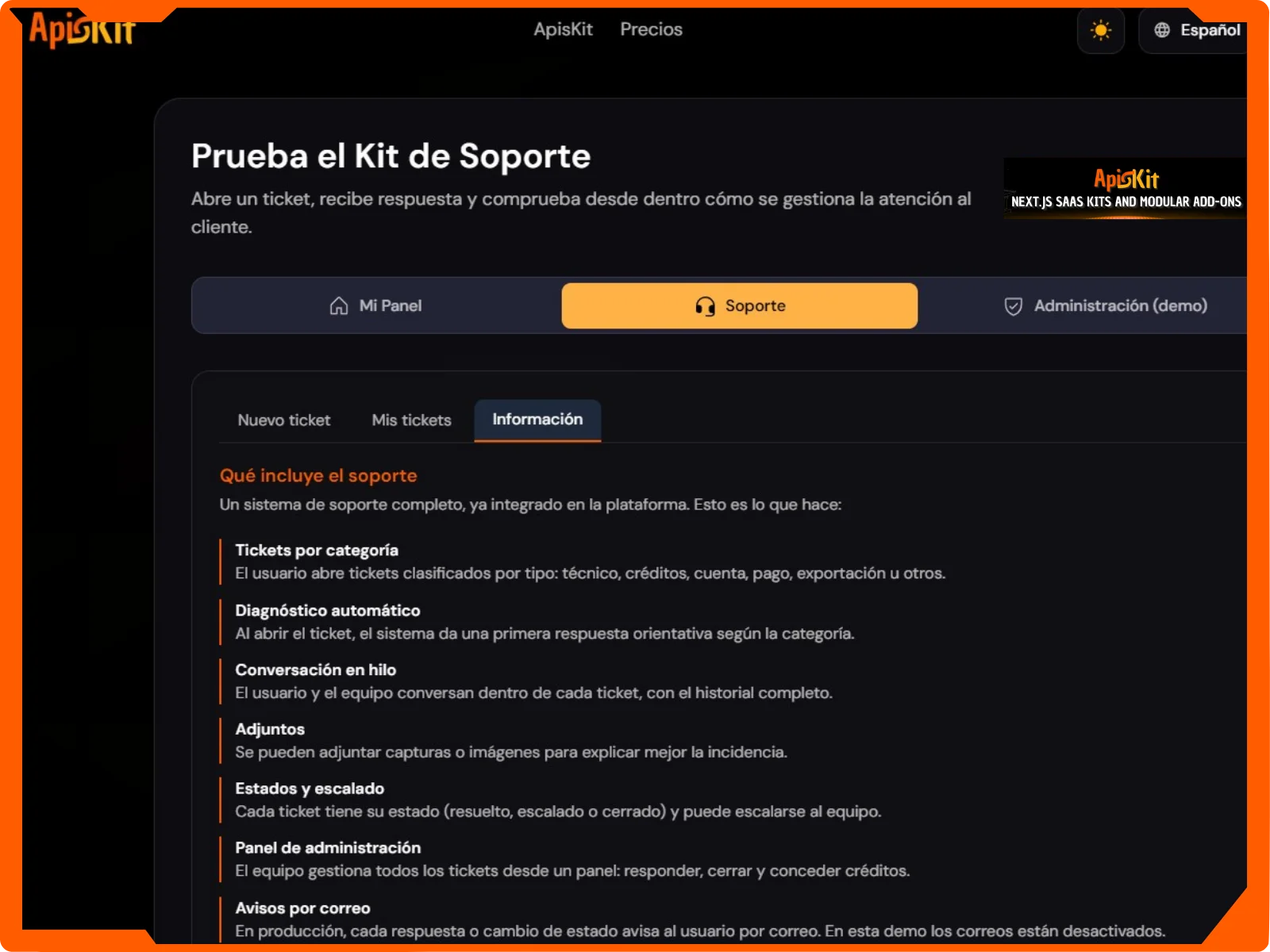 Imagen 6 del proyecto ApisKit: Starter Kit SaaS y módulos reutilizables para Next.js