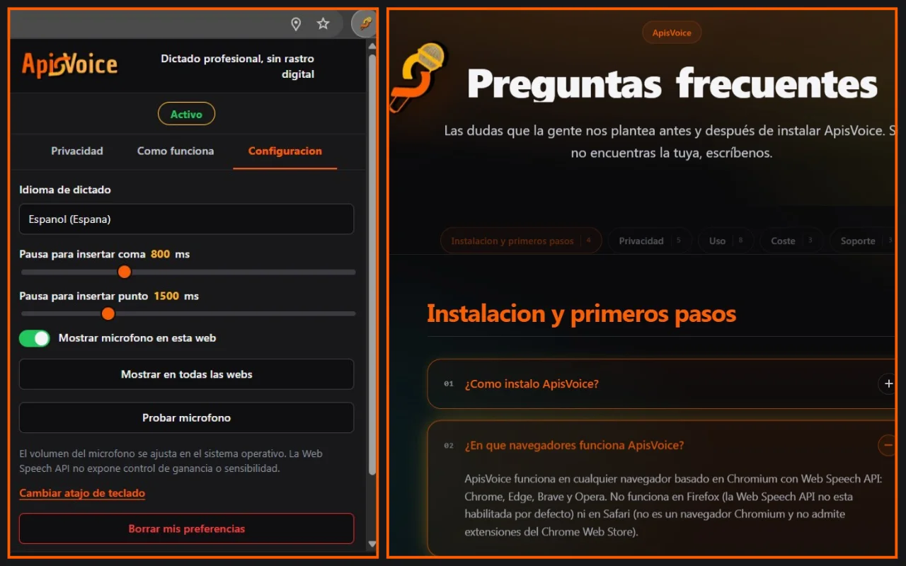 Imagen 2 del proyecto ApisVoice: Dictado por Voz en Cualquier Web con 10 Idiomas